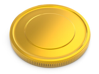 3d gold coin illustration close up isolated white background