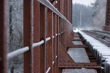 railway bridge in winter