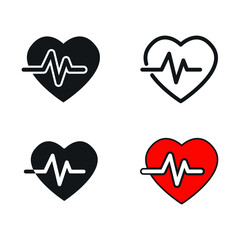 Cardiology pulse graph in line & flat Electrocardiograph monitor of cardio rhythm. Signal of Heart pulse in monitor. Heart beat. Heart rate icon. Vector illustration. Design on white background. EPS10