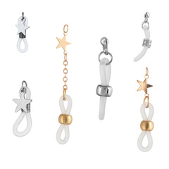 A set of silver and gold locks for jewelry chains and bracelets. For designers and layouts isolated...