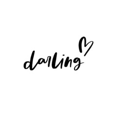 Darling Hand Lettered Quotes, Vector Rough Textured Hand Lettering, Modern Calligraphy, Positive Inspirational Design Element, Artistic Ink Lettering