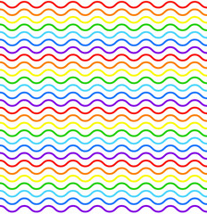 Obraz premium Bright and cheerful rainbow curve zigzag for background banner. Wavy line or in colorful decoration. Rainbow wavy seamless pattern. Vector illustration. Design on white background. EPS 10