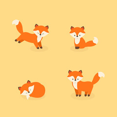 This is a set of foxes on a light background.