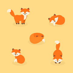 This is a set of foxes on a light background.