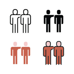 Hands on shoulders symbol of Team, Teamwork, community member, partnership. Friends hug symbol. Hug, man, people, stand, team, teamwork, work icon. Vector illustration on white background. EPS10