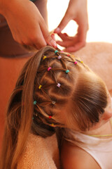 Naklejka premium Hairstyle Spider Web or Spiderweb from elastic bands