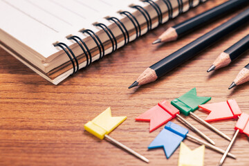 Setting Writing Goals, Pencil and flag push pin