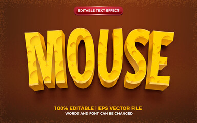 cheese mouse cartoon 3d editable text effect