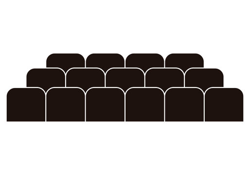 Icono negro de butacas de un teatro, auditorio o cine.