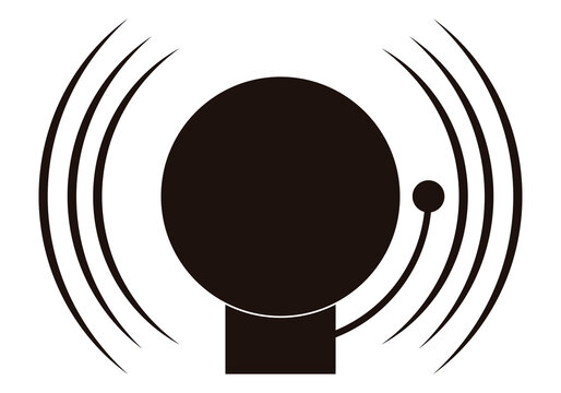 Icono negro de alarma en fondo blanco.