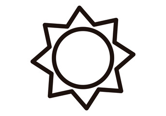 Icono negro de sol en fondo blanco.