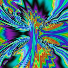 Abstract background 3D torus holographic waves acid psychodelic gasoline energy glitch explosion