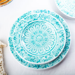 food plate top view on clear background