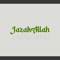 Jazakallah religious greetings Arabic style typography text.  Islamic typography poster vector design. 
