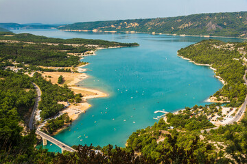 View on lake of Sainte Croix, Verdon gorge, Provence, Provence Alpes Côte d'Azur, France 