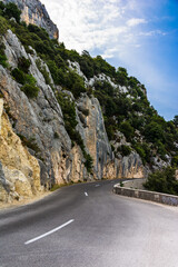 Mythical road of the Verdon Gorge, Aiguines, Provence, France.