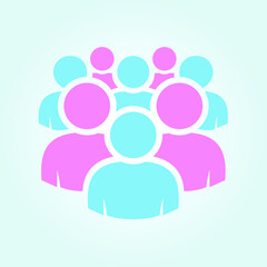 Illustration of crowd of people - Man and women icon silhouettes vector. Social icon.