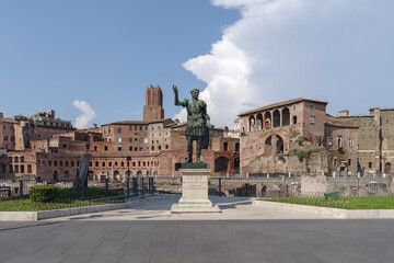 Julius Caesar statue in the Forum area, Rome, Lazio, Italy - obrazy, fototapety, plakaty