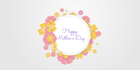Happy Mothers day background. Happy mothers day, flowers leaf foliage celebration badge design
