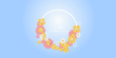 Happy Mothers day background. Happy mothers day, flowers leaf foliage celebration badge design