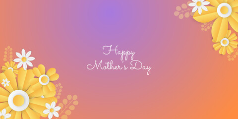 Obraz premium Happy Mothers day background. Happy mothers day, flowers leaf foliage celebration badge design