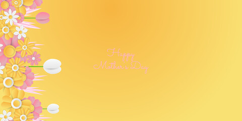 Happy Mothers day background. Happy mothers day, flowers leaf foliage celebration badge design