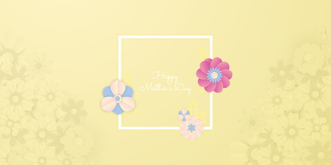 Flower background with colorful paper cut style
