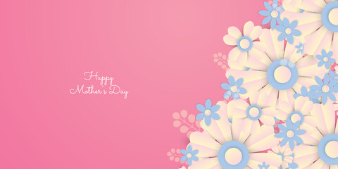 Flower background with colorful paper cut style
