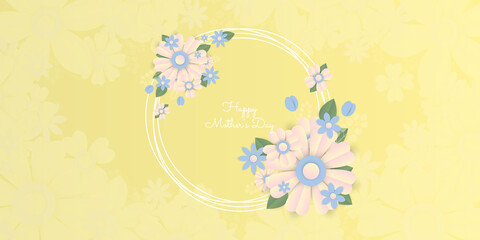 Flower background with colorful paper cut style
