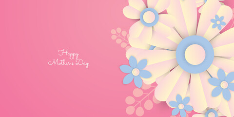 Flower background with colorful paper cut style
