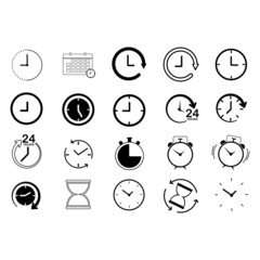 Clock line icon set on white background,vector illustration