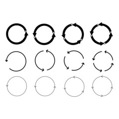 Circle simple line icon set on white background,vector illustration