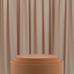 3d illustration of product stage or pedestal with curtain background