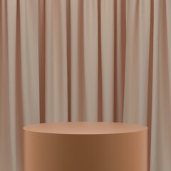 3d illustration of product stage or pedestal with curtain background