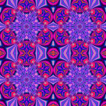 Seamless Kaleidoscope Floral Psychodelic Hypnotic Pattern  Abstract Background Fractal 