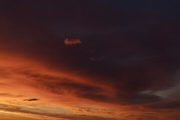Sunset clouds in the sky in summer evening