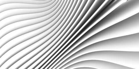 Surface curve or wave abstract white architecture and interior wall backdrop background and wallpaper.3d illustration and rendering.