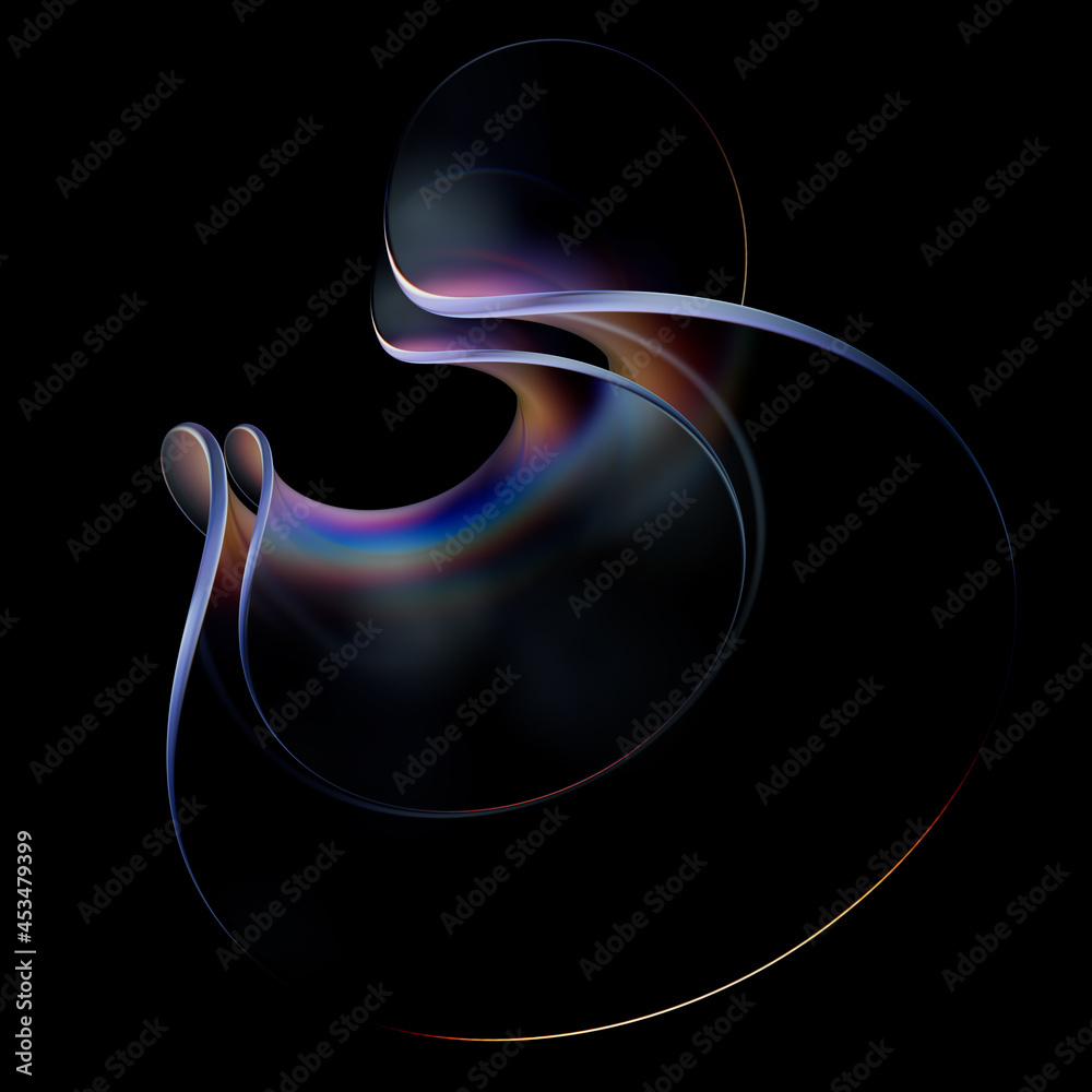 Poster bended layers of glass. 3d render background with abstract transparent of two layers geometry with d