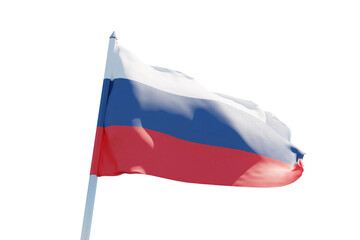 Waving Russian flag isolated on white background