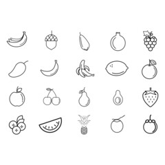 Fruit simple line icon set on white background,vector illustration