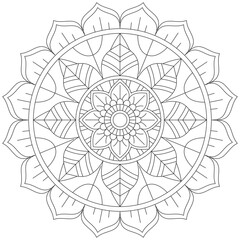 Leaf Flower Petal Coloring Mandala Art Simple Graphic Shape Vector Floral Oriental Outline Vintage Decorative Elements Pattern Illustration Islam Arabic Indian Turkish Mystic Religion Morals Lotus
