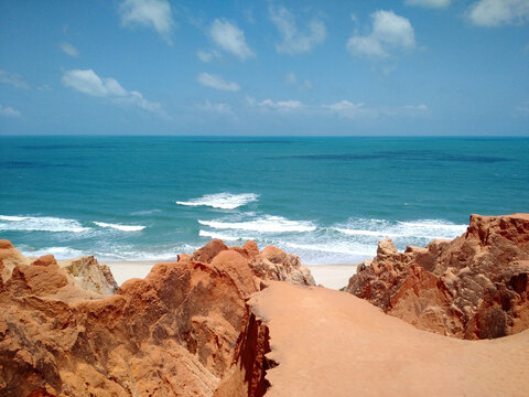Cliffs at Morro Branco beach, labyrinth and colored sands - Beberibe, Fortaleza, Cear&aacute;, Brazil.