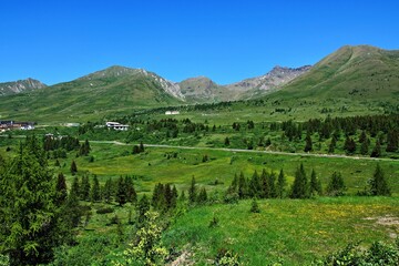 Fototapeta na wymiar Italy-view from the path from Passo del Tonale