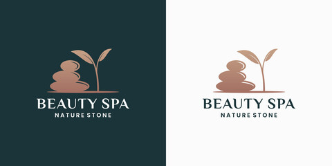 beauty spa stones nature logo design