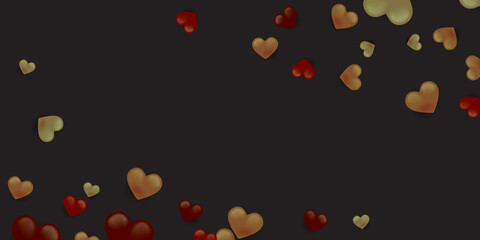 Love heart background. Valentine's day concept background. Vector illustration. 3d red and pink paper hearts with white square frame. Cute love sale banner or greeting card