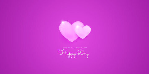 Vector pink purple background decorating of falling valentine hearts confetti. Greeting card design