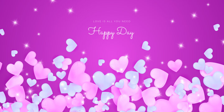 Love heart universal background with pink white purple color. Abstract pastel background with hearts - concept Mother's Day, Valentine's Day, Birthday - spring colors