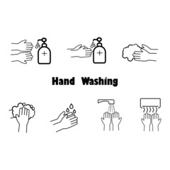 Hand washing line icon on white background,vector illustration