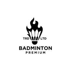 premium Shuttlecock on fire vector icon design for badminton Sport logo and Badminton Championship Logo isolated white background