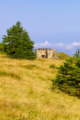 Fototapeta na wymiar Giant Mountains old bunker in Bohemia